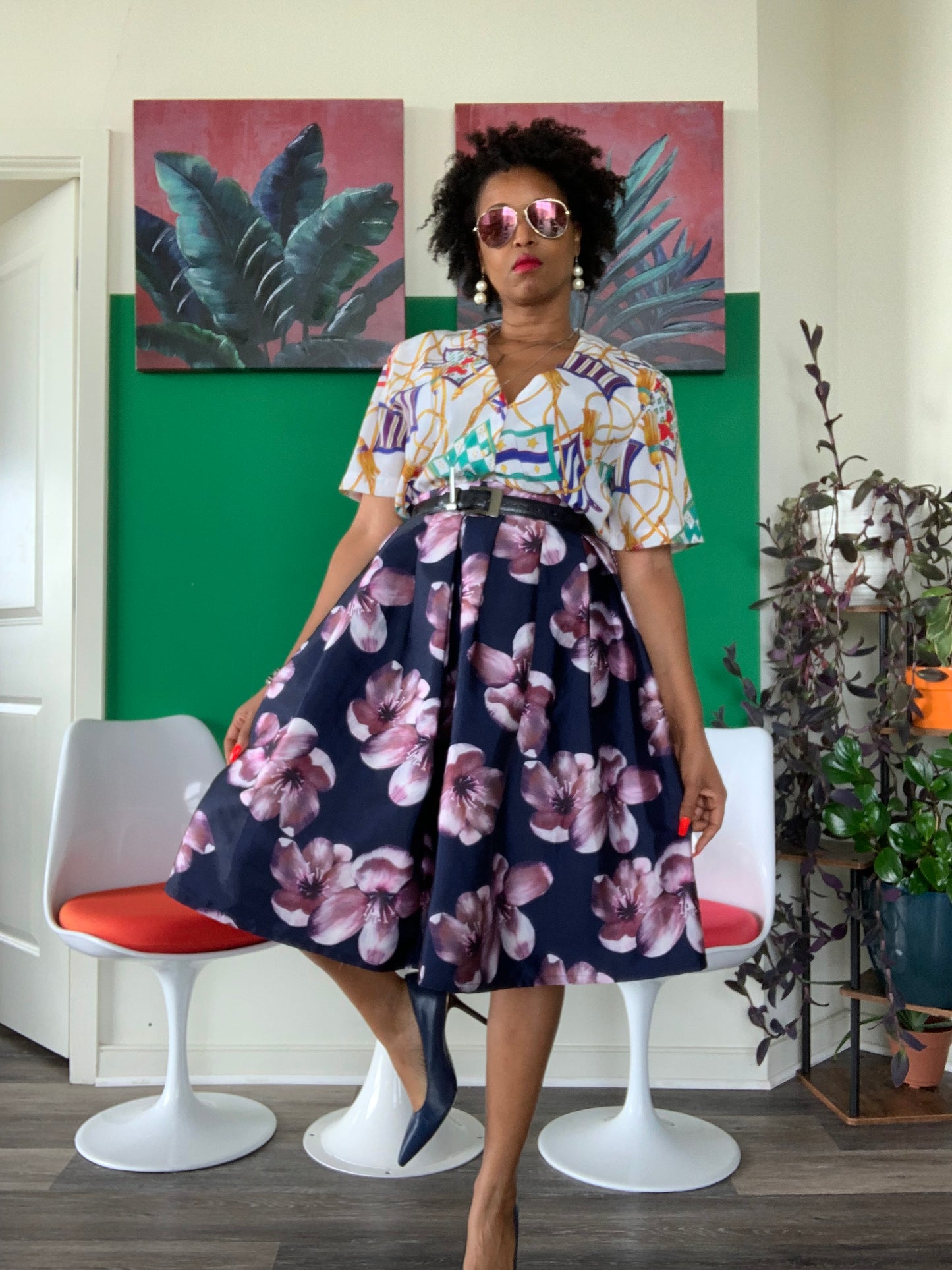 Vintage Floral Circle Skirt